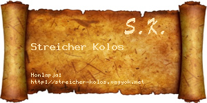 Streicher Kolos névjegykártya